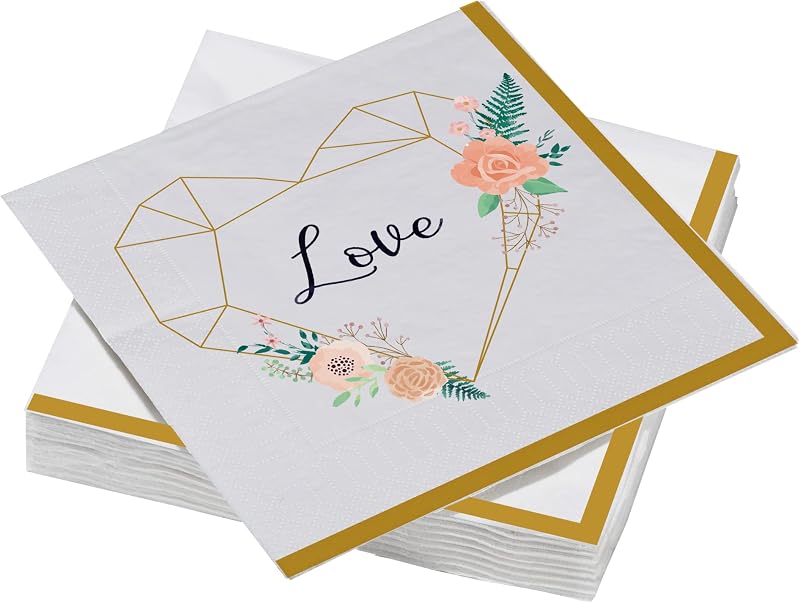 20 Cotton Napkins 33 x 33 cm 3-Ply Golden Love