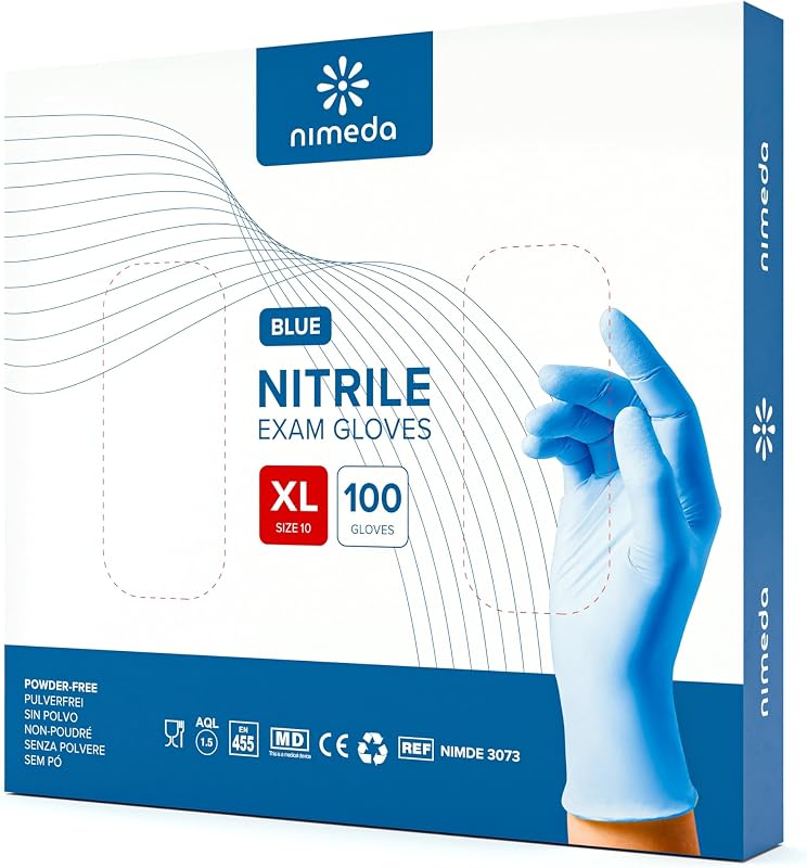 Kemes Blue Disposable Gloves 100pcs Nitrile Gloves Disposable Gloves Latex Free Powder Free for Food, Medicine
