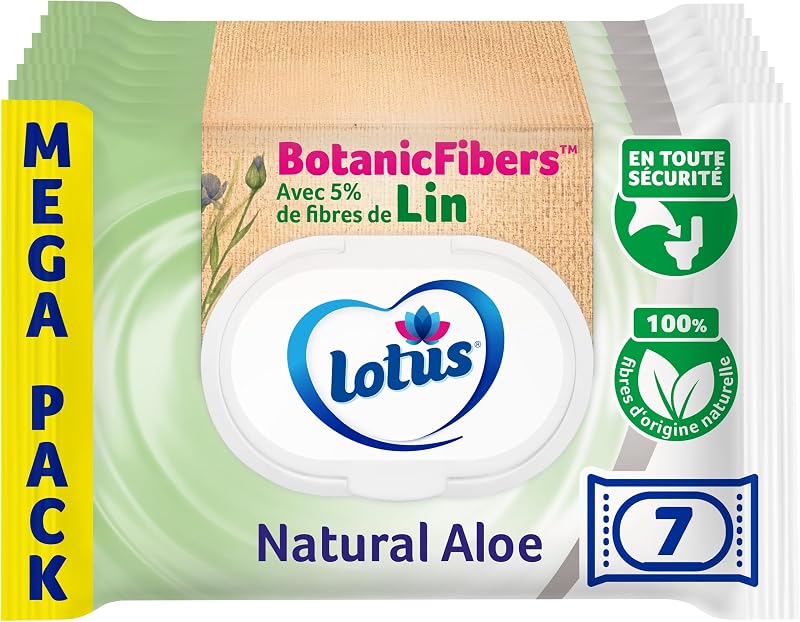 Lotus Natural Aloe Wet Toilet Paper - No Dye or Fragrance - 100% Natural FSC Fibres - 294 Sheets 42 Units (Pac