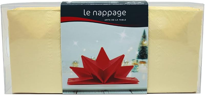 Pack of 12 Plain Ivory Pre-Folded Star Cotton Napkins