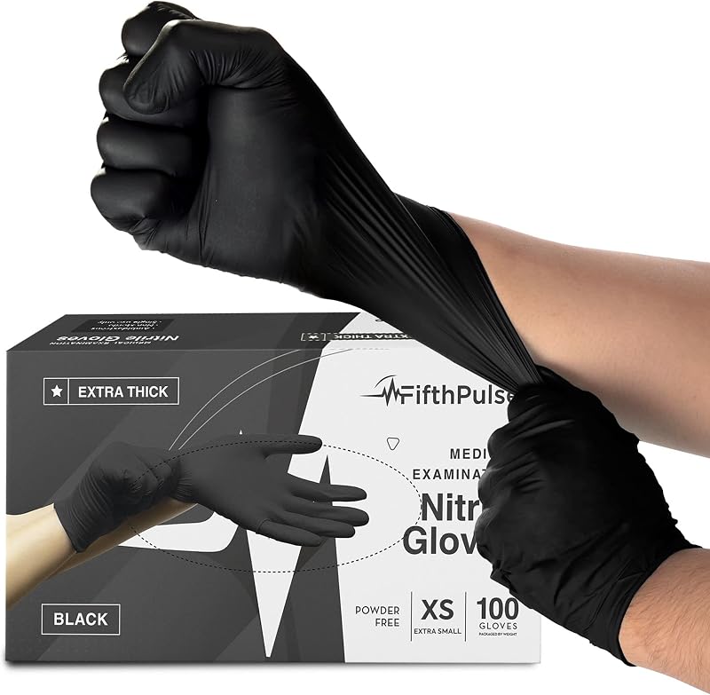 100 Pcs Black Nitrile Disposable Gloves Extra Thick 4.5mm Powder Latex Free Surgical Medical Examination Glove