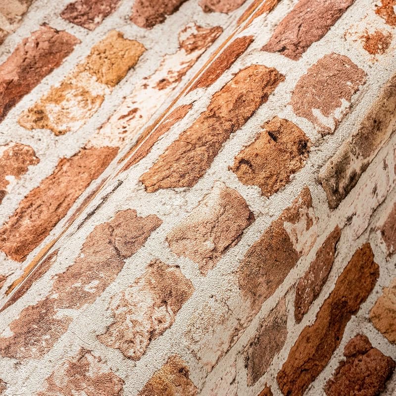 A.S. Création 10.05m x 0.53m Red Orange White Brick Optics Non-woven Wallpaper for Various Rooms