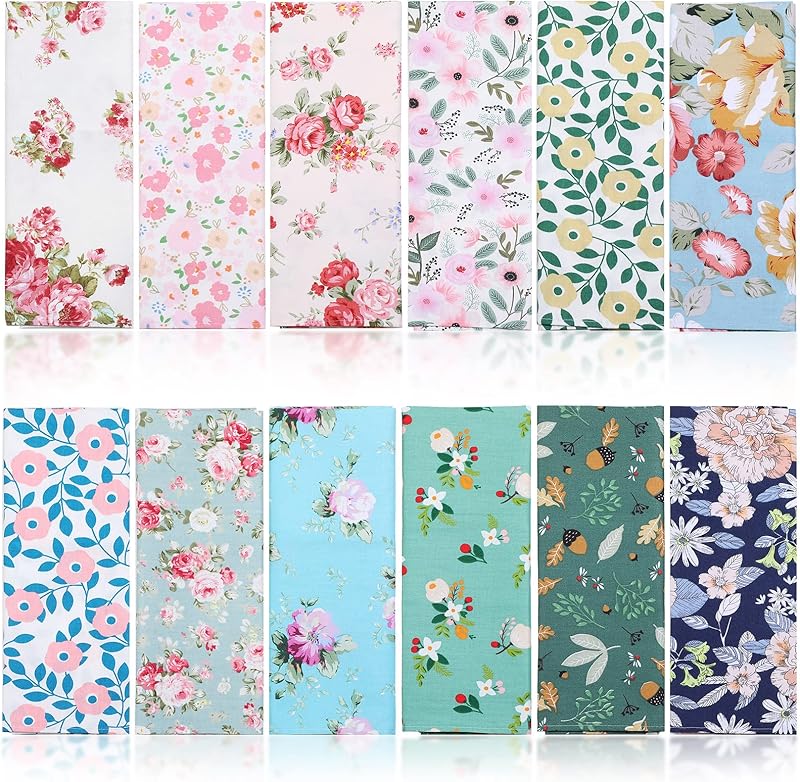 Tatuo 24 Cotton Floral Napkins Washable Reusable Kitchen Napkins for Cocktail Weddings Spring Summer Autumn 38