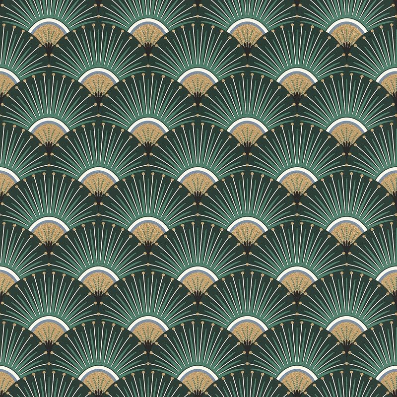 Rasch Non-woven Wallpaper Art Deco Green Gold 10.05 m x 0.53 m 637618
