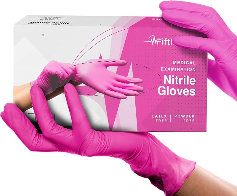 Fuchsia Pink Nitrile Disposable Gloves - 200 Pieces - 3 Mil - Medium - Powder Free & Latex Free - Food Grade -