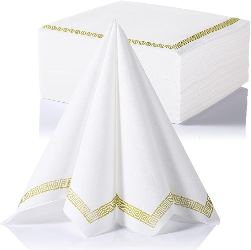 LEKOCH Pack of 50 White Disposable Napkins, Thick Non-Woven Paper Napkins for Weddings, Christmas or Parties, 