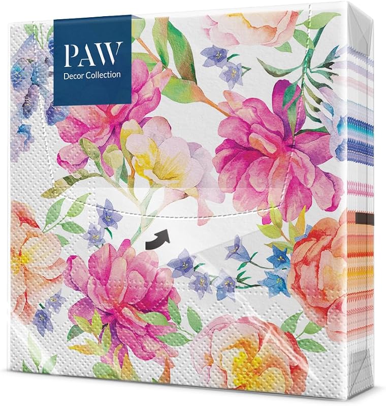 PAW Paper Napkins 3 Ply (33 x 33 cm) I Pack of 20 Paper Napkins Ideal for Open Days, Garden Parties, Family Pa