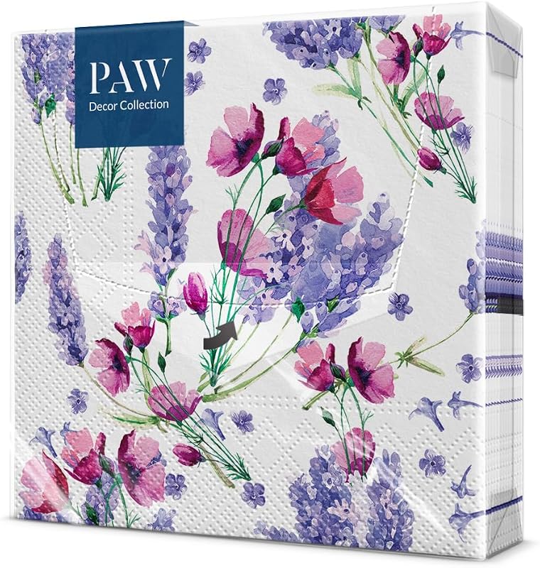 PAW Paper Napkins 3 Ply (33 x 33 cm) I Pack of 20 Paper Napkins Ideal for Open Days, Garden Parties, Family Pa