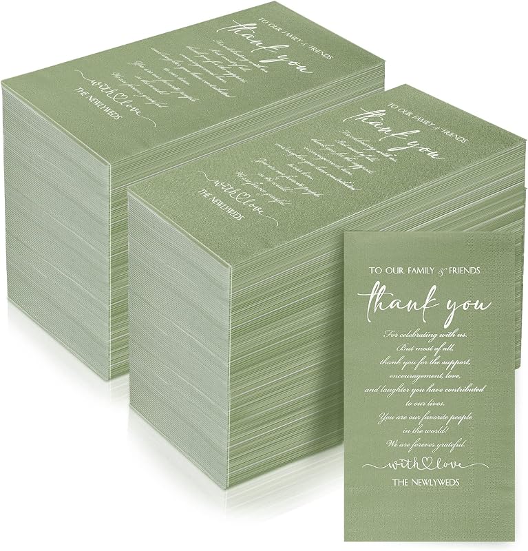Fumete 200 Pack 3 Ply Plain Napkins, Wedding Cocktail Napkins Newlyweds Family Friends Guests Wedding Party En