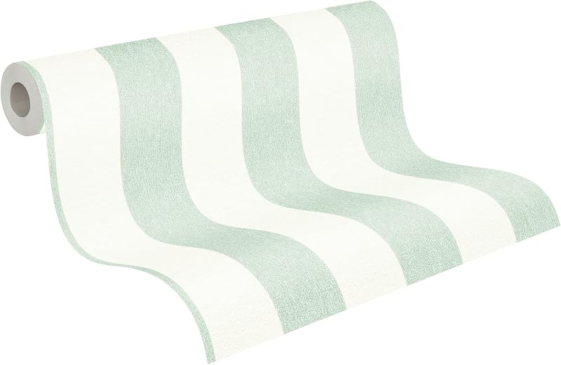 A.S. Création Attractive 2 390292 Non-Woven Striped Wallpaper 10.05 m x 0.53 m Green / White / Made in Germany