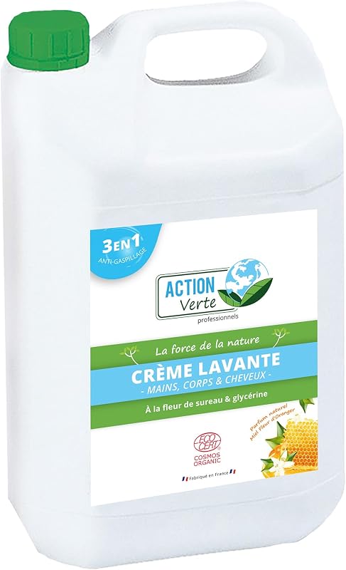 ACTION VERTE - Cleansing cream - Cleanses hands, body & hair - Ecocert certification - Natural formula - Orang
