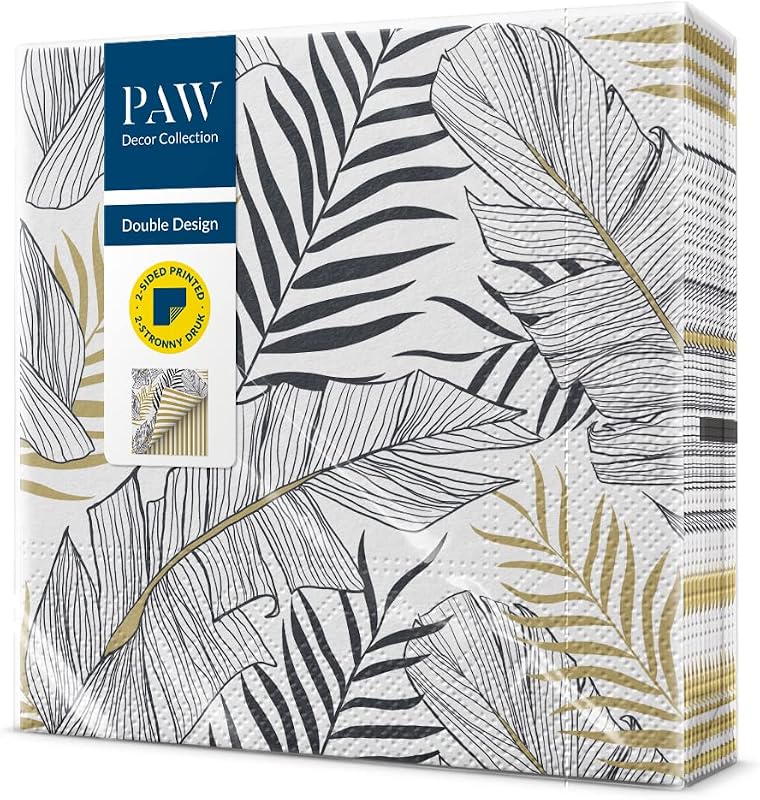 PAW Paper Napkins – 3 Ply (33 x 33 cm) | Pack of 20 | Ideal for Weddings, Christenings, Patron Holidays | Colo