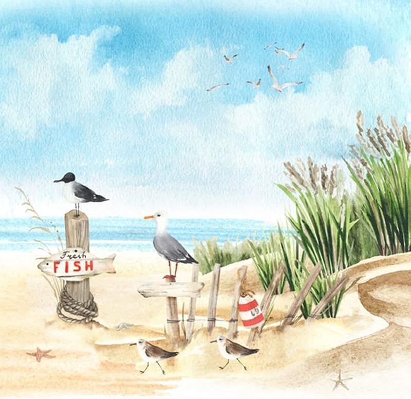 Seagulls Napkins for Beach - Sea | Lake | Animals | Holiday | Summer | Table Decoration | Decoupage | Napkin T