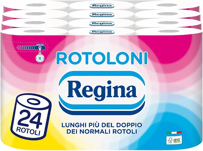 Regina Rolls - 24 Maxi Rolls of Toilet Paper, 500 Sheets with 2 Veils, Long More than Double Than Normal Rolls