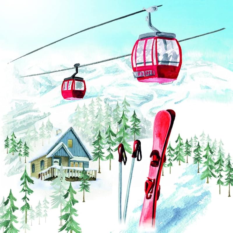 IHR Napkin Ski Holidays 33 x 33 cm 20 Pieces Paper Napkins Napkins Napkins