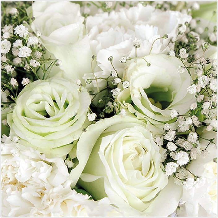 Decorated Napkins - White Roses - Pack of 20