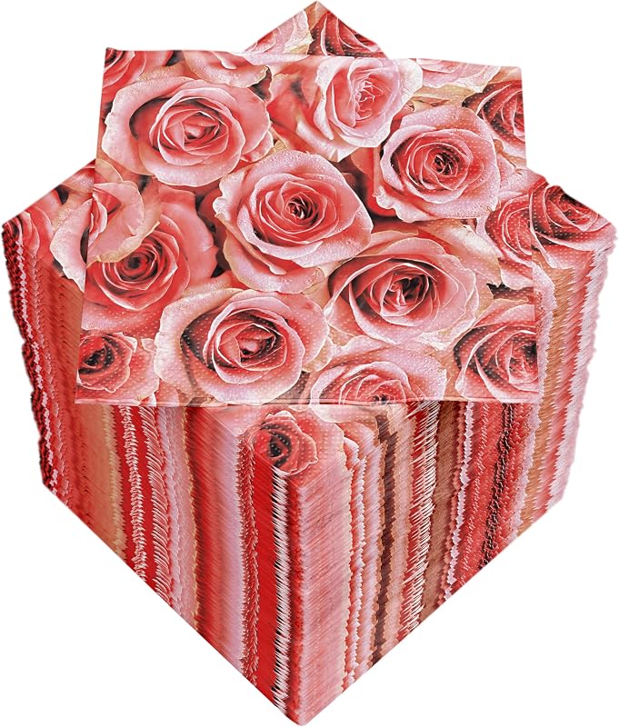 150 x Cocktail Napkins 3-Ply 25 x 25 cm Pink