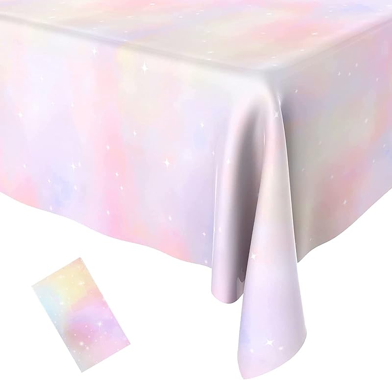 Andiker Disposable Plastic Tablecloth, Rectangular Shiny Waterproof Wipe Clean Tablecloth for Party, Birthday,