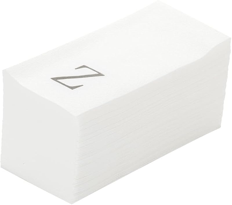 Luxenap White Linen Effect Paper Napkins 39 x 20 cm Pack of 50 Silver Letter Z Sans-Serif Font for Toilets and