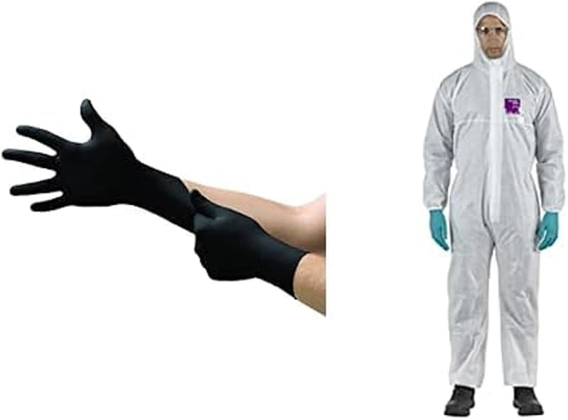 Ansell Microflex 93-732 Disposable Nitrile Gloves, Powder-Free, Size M (100 Gloves) + Alphatec 1500 138, Full 