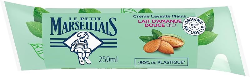 Le Petit Marseillais – Organic Sweet Almond Milk Hand Wash Refill (250 ml berlingot) – Liquid soap with 92% in