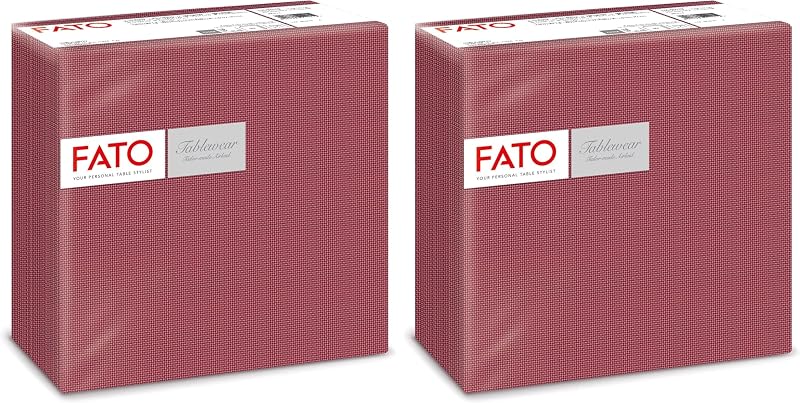 Fato - Airlaid Dry Paper Napkins, Fabric Effect, Pack of 100 Napkins, Size 40 x 40, 4-fold, Burgundy
