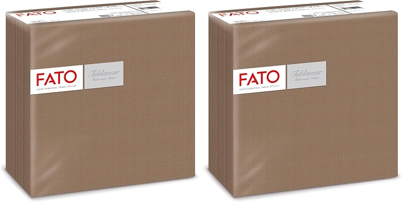 Fato - Airlaid Dry Paper Napkins, Fabric Effect, Pack of 100 Napkins, Size 40 x 40, Folded in 4, Hazelnut
