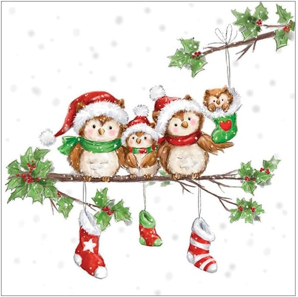 Decorated Napkins - Owl Family - Pack of 20