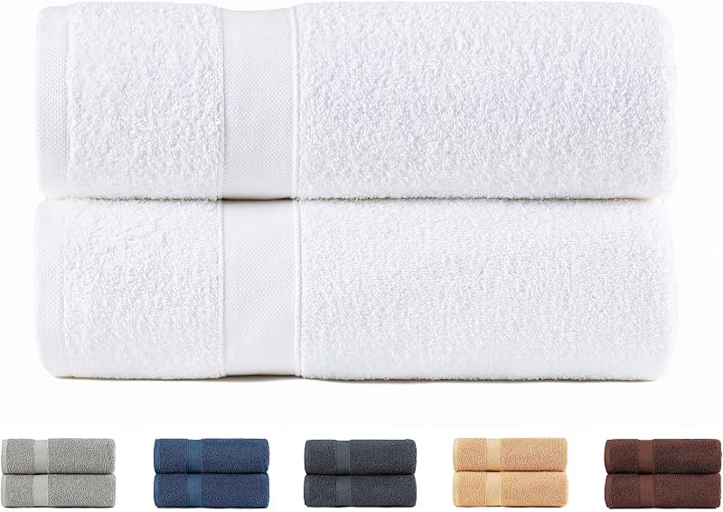 Todocama Set of 2 Large Bath Towels 100% Cotton 550 GSM Extra Soft, Highly Absorbent and Quick Drying. Size: 1