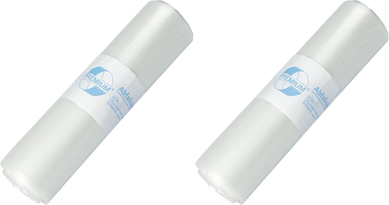 DEISS Premium Bin Liners, White or Clear, 70 or 120 L, 70 Liter - Typ 60, Clear, 1 (Pack of 2)
