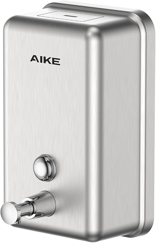 AIKE AK1003 Stainless Steel Wall Mounted Commercial Liquid Soap Dispenser with 1100ML ABS Internal Reservoir R