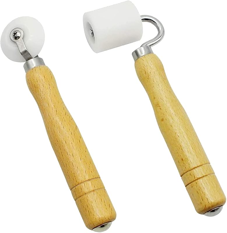 2 x Wooden Handle Pressure Roller, Flat Sewing Roller, Pressure Roller, Hand Tool, for Home Decoration Wallpap