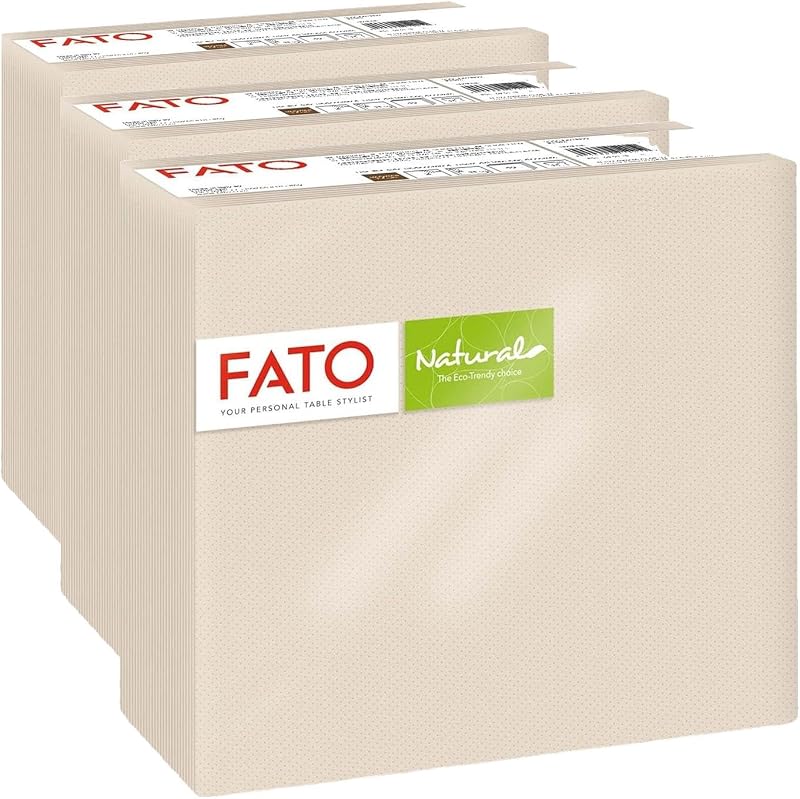 Fato - Disposable Napkins Decorated and Folded in 4 and 2 Ply, Eco-Friendly, Pack of 120 Napkins, Size 38 x 38