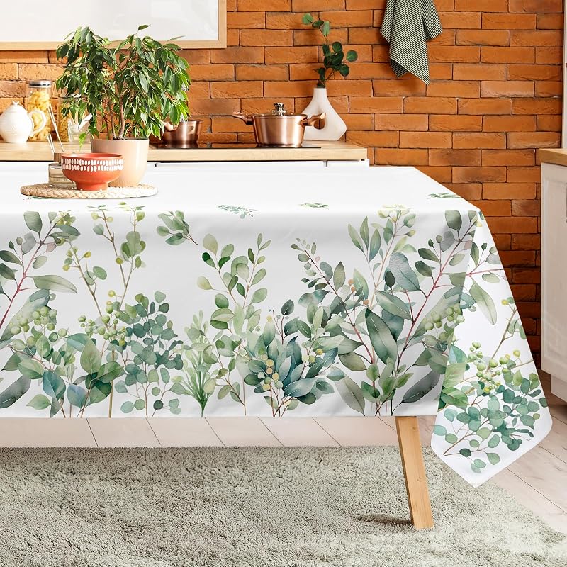 Arquiel Rectangular Leaf Tablecloth, Tablecloth, Wild Eucalyptus Leaves Stain Resistant, Washable Tablecloth f
