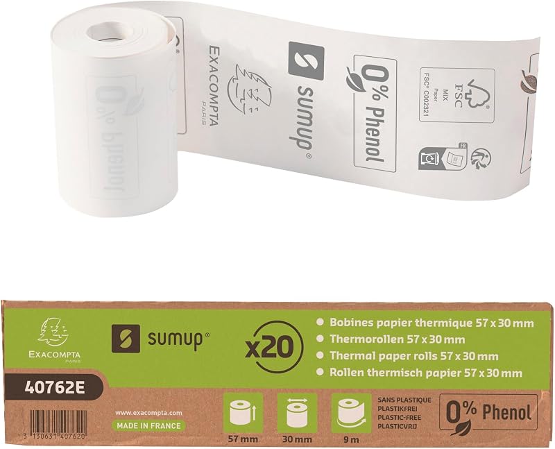 Exacompta SumUp 40762E Thermal Reels for Credit Cards 57 x 30 mm 1 Ply Thermal 55 g/m² Phenol Free without Car