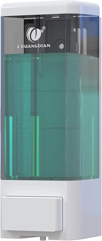 CHUANGDIAN Manual Wall-Mounted Soap Dispenser 500 ml White | No drilling, transparent tank, pressure pump, for