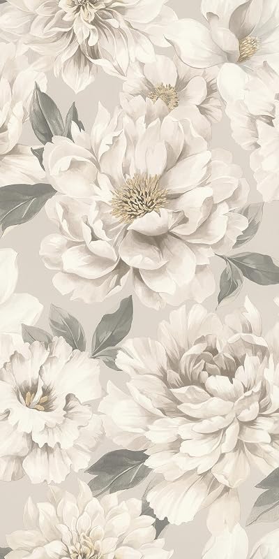 Rasch 201352 Light Grey Floral Wallpaper Delicate Beige Floral Wallpaper 10.05 x 0.53 m (L x W)
