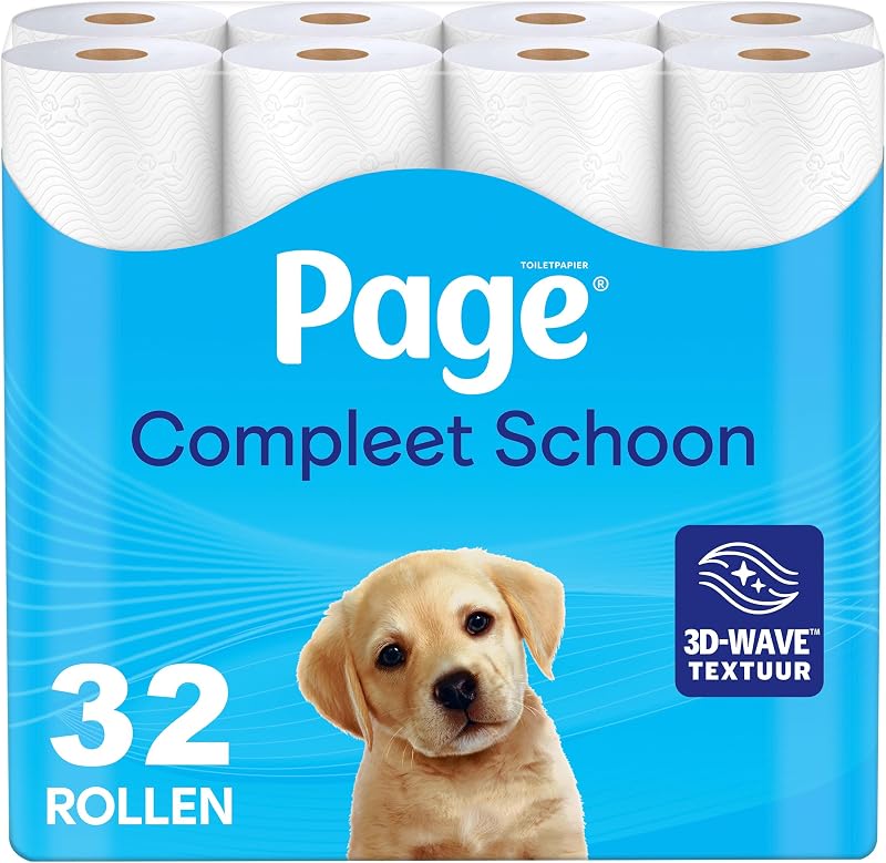 Page® Toilet paper - Complete clean toilet paper - 32 rolls, toilet paper with a unique texture 3D Wave™