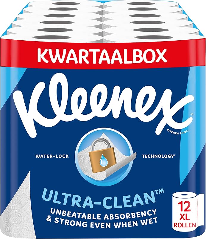 Kleenex Ultra Clean 12 Maxi XL Kitchen Towel, Unmatched Absorption and Strength - 100% Recyclable Packaging