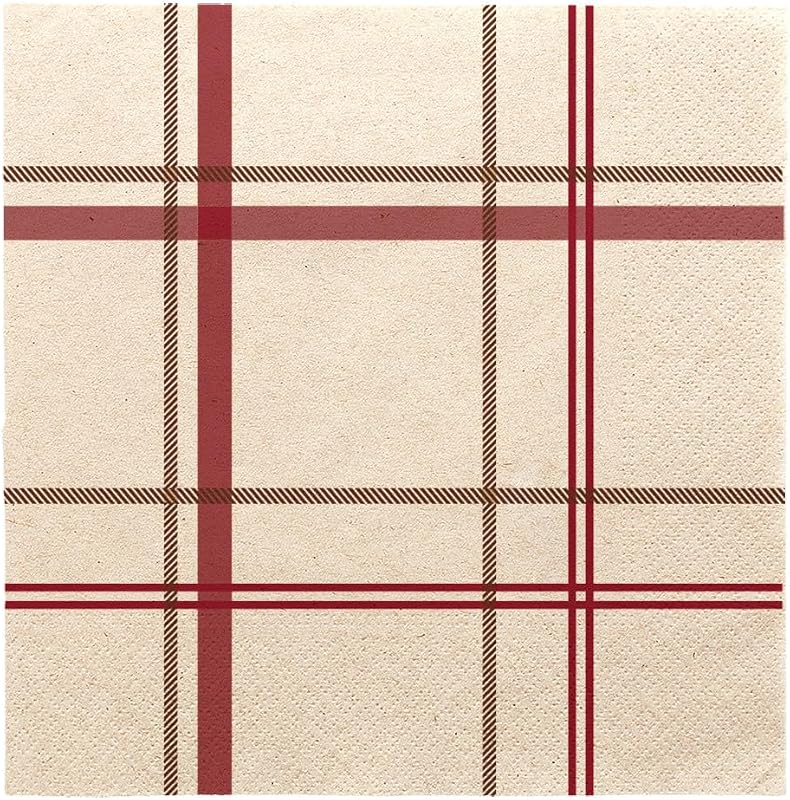 García de Pou 100 Units - Ecolabel Napkins 2 Ply P, 1/4 Tartan 18 g/m2, 40 x 40 cm Natural Recycled Wadding