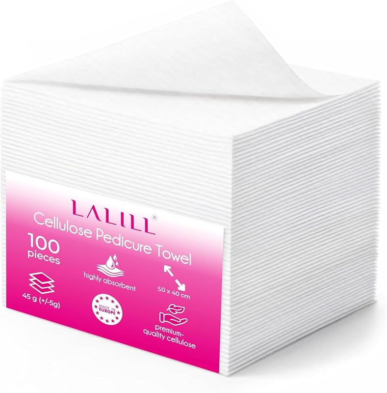 LALILL Single Use Pedicure Towels 100 Pieces White Cellulose Pads for Pedicure Treatments 50 x 40 cm