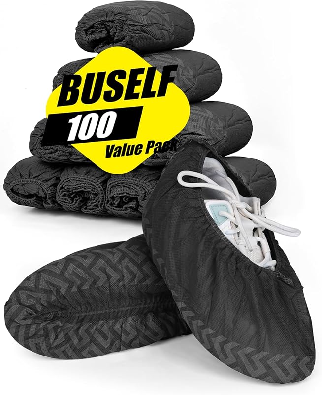 Buself Lot de 200 couvre-chaussures jetables antidérapants en tissu de qualité supérieure, antidérapants, dura