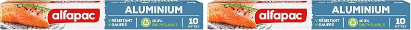 ALFAPAC - Embossed aluminium 10M - Resistant - Oven and barbecue - Made in France (Set of 2)