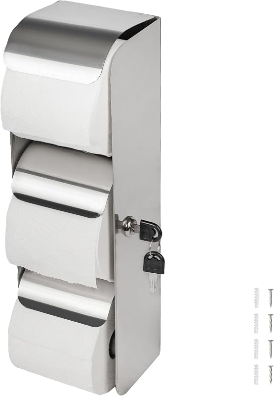 Desyeryamimi Commercial Toilet Paper Dispenser with Lock - 3 Rolls Stainless Steel Toilet Paper Dispenser - Do