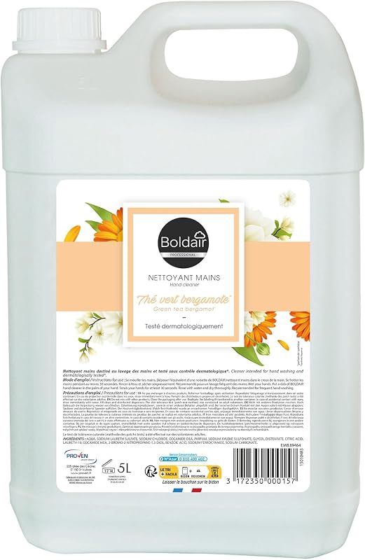 BOLDAIR 5 Litre Hand Wash Cream Soap Green Tea Bergamot 5L