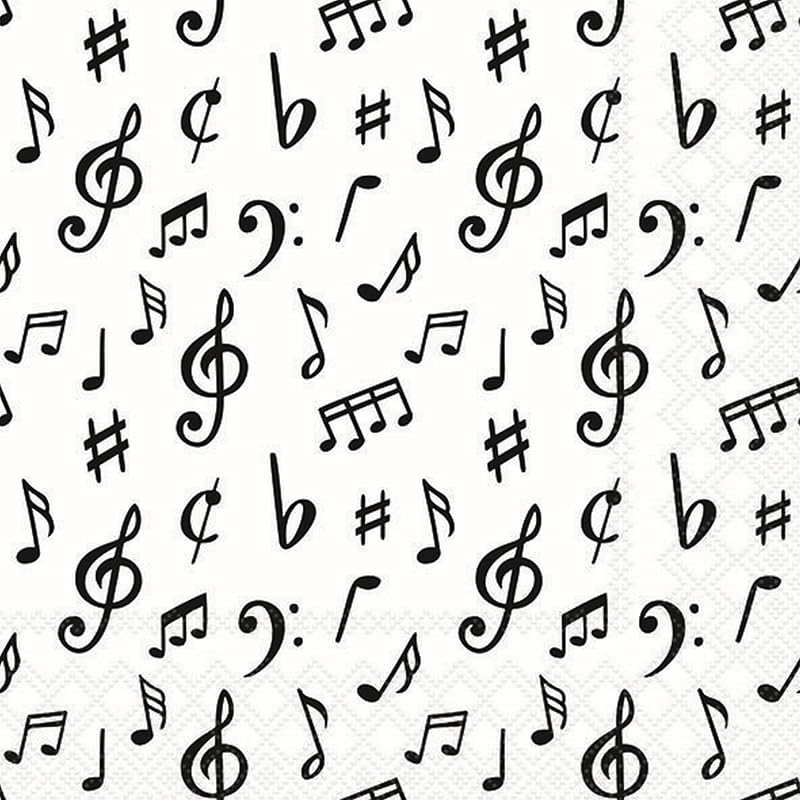 20 x Musical Notes Paper Napkins - Ideal for Decoupage and Napkin Technique - 33 x 33 cm