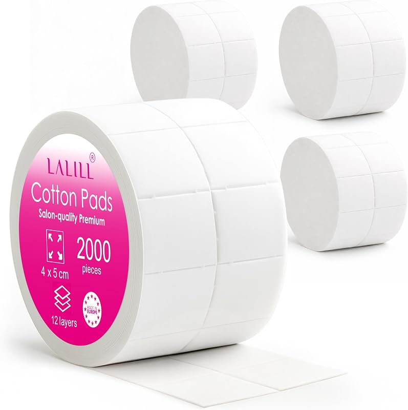 LALILL 2000 Pads (4 Rolls to 500 Pieces) – Lint Free Pads for Cleaner, Remover – Nageldesign Manicure Wipes – 
