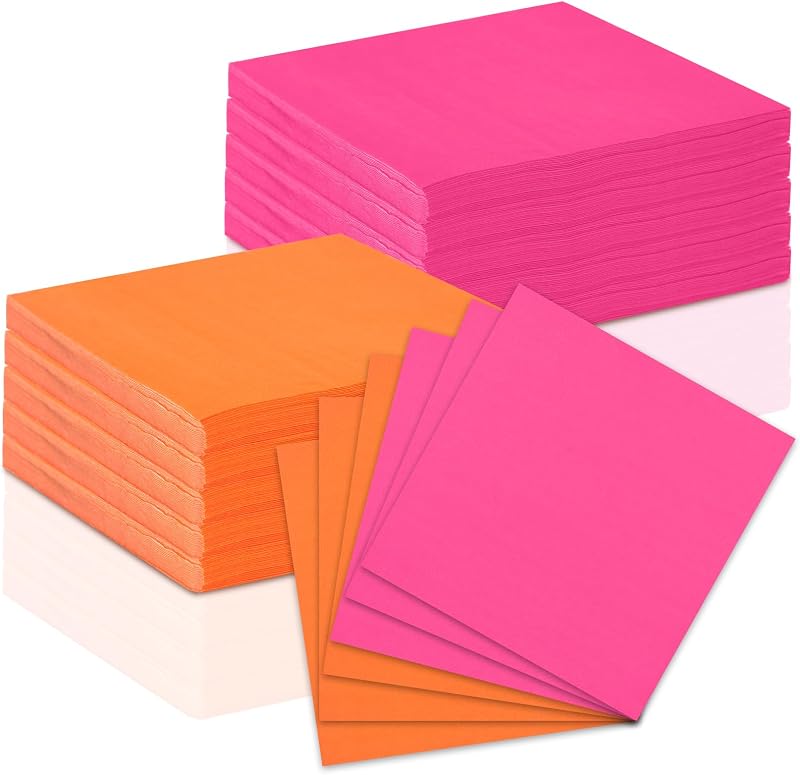 120 Pack Pink & Orange Paper Napkins 5 x 5 inch Cocktail Drink Disposable Paper Napkins for Tequila Sunrise He