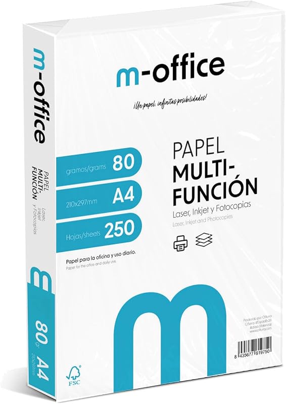 M-Office 210x297mm A4 Inkjet and Laser Printer Multi Purpose Paper (Pack of 250)