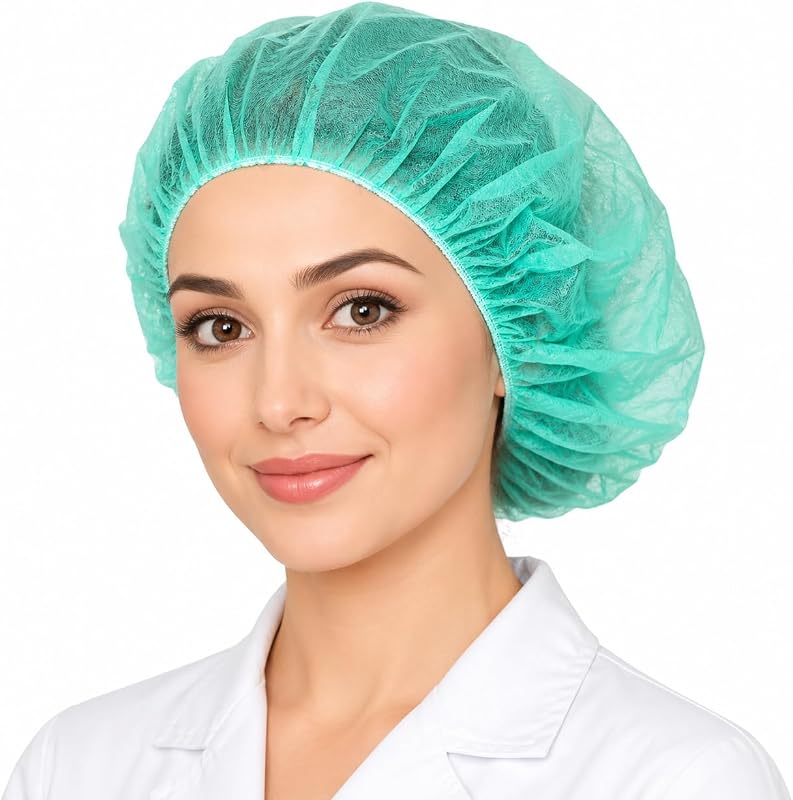 100 Pcs Disposable Hair Nets for Food Hygiene Kitchen Catering Beauty 21 Inch Hair Cover Dustproof (Green)